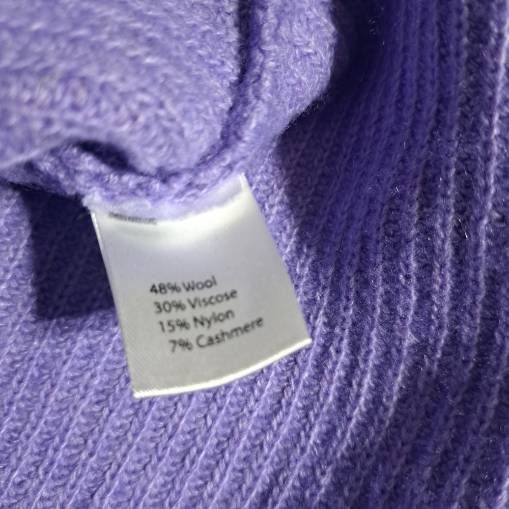 Bartolini SMALL Wool Cashmere Turtleneck‎ Sweater Purple Ribbed Made in Italy - Picture 6 of 8